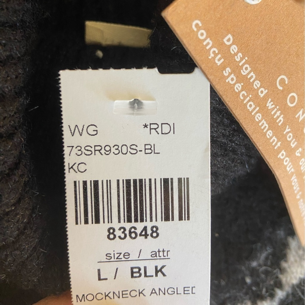 RD Style Mockneck Pullover Sweater Cabincore Angled Knit Size L Black - Picture 5 of 7